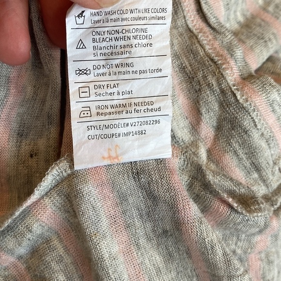 Vince gray pink striped oversized linen tee shirt small - Picture 7 of 7